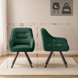 Chaise Pettuli, tissu vert