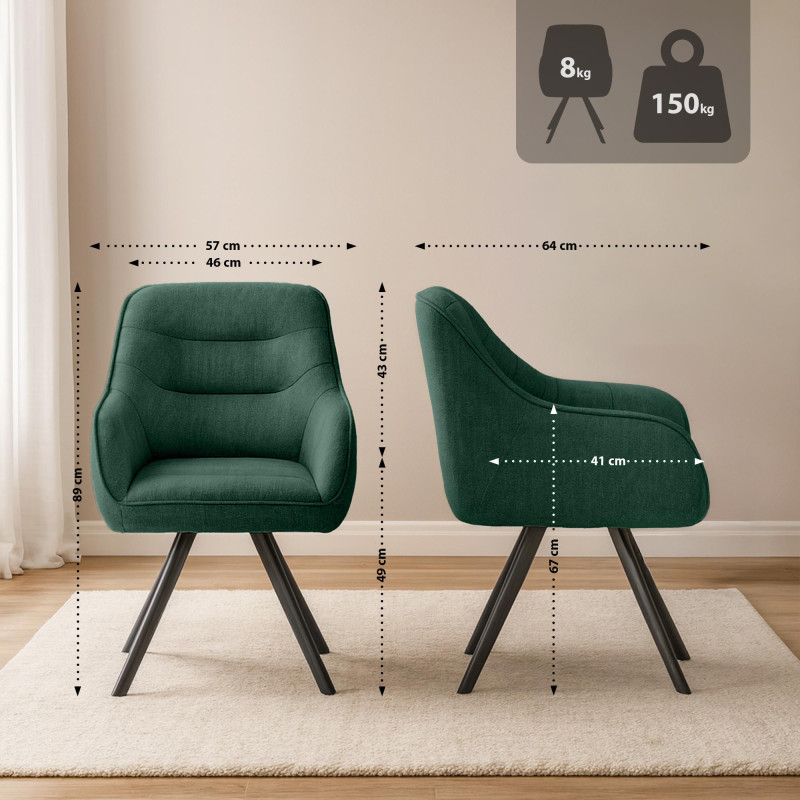 Chaise Pettuli, tissu vert