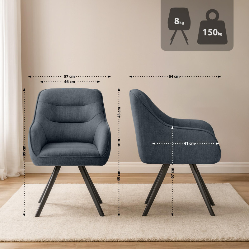 Chaise Pettuli, tissu gris foncé