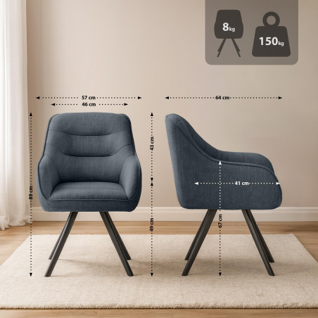 Chaise Pettuli, tissu gris foncé