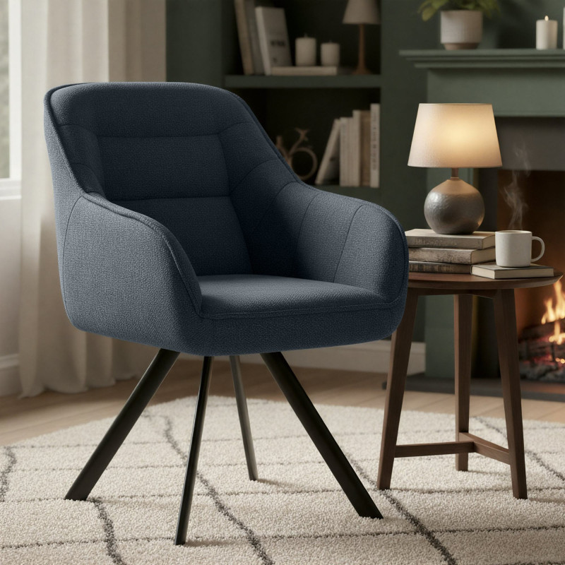 Chaise Pettuli, tissu gris foncé