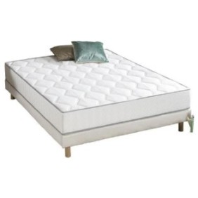 DEKO DREAM Hyvyys Ensemble Matelas ressorts + Sommier tapissier 140 x 190 cm - Confort ÈquilibrÈ - Epaisseur 23 cm - Galon gris