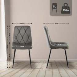 Ensemble de 2 chaises de salle à manger Clairton en velours anthracite