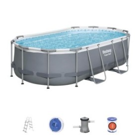 Kit Piscine hors sol tubulaire BESTWAY - Power Steel™ - 427 x 250 x 100 cm - Ovale (Inclus épurateur a Cartouche de 2006 L/H)