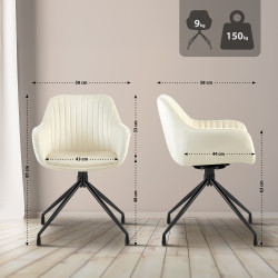 Ensemble de 2 chaises de salle à manger Welby en velours crème