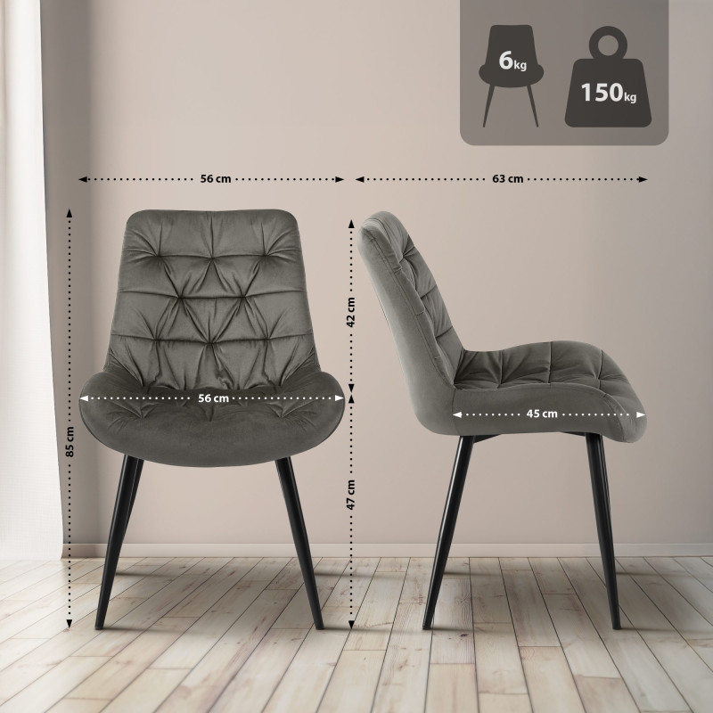 Ensemble de 2 chaises de salle à manger Rossford, anthracite