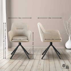 Ensemble de 2 chaises Tipton, tissu taupe