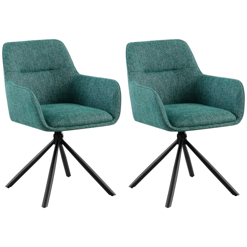 Ensemble de 2 chaises Tipton, tissu vert foncé