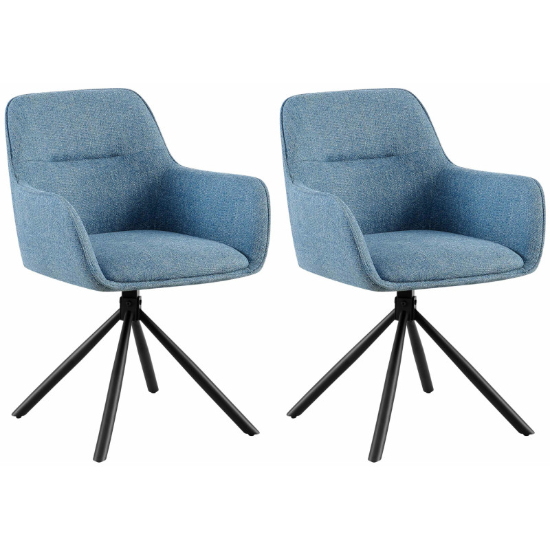 Ensemble de 2 chaises Tipton, tissu, bleu