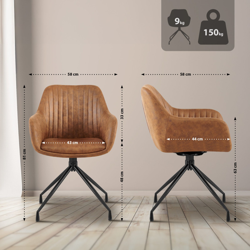 Ensemble de 2 chaises de salle à manger Welby Vintage marron clair