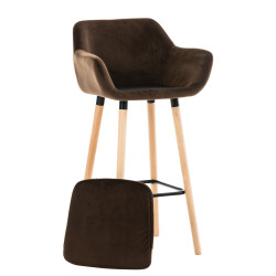 Tabouret de bar Grant en velours brun