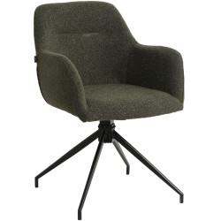 Chaise de salle à manger Merlinda, tissu Teddy, vert foncé