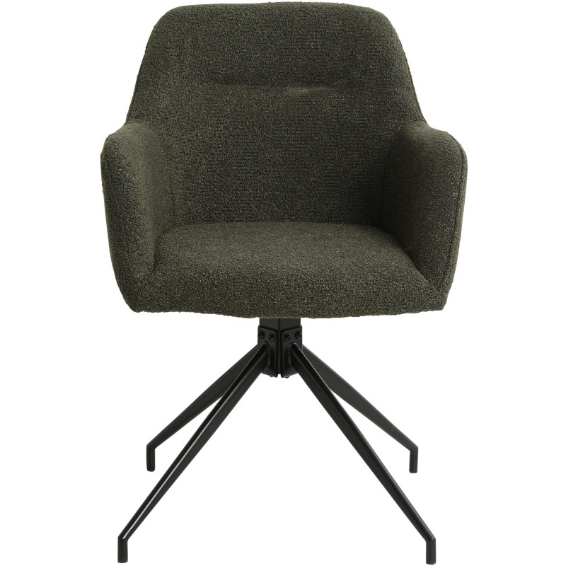 Chaise de salle à manger Merlinda, tissu Teddy, vert foncé