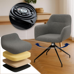 Chaise de salle à manger Merlinda, tissu Teddy, gris