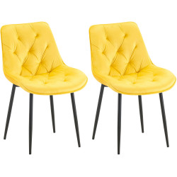 Ensemble de 2 chaises de salle à manger Wallace en velours jaune