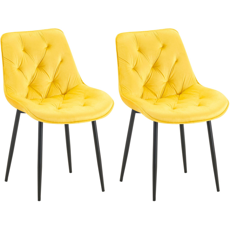 Ensemble de 2 chaises de salle à manger Wallace en velours jaune