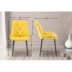 Ensemble de 2 chaises de salle à manger Wallace en velours jaune
