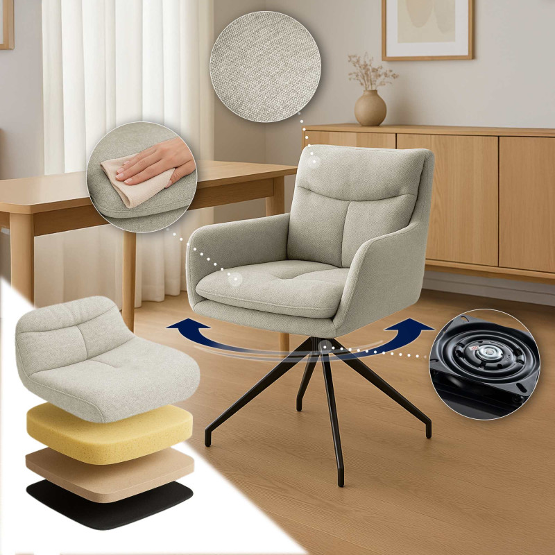 Ensemble de 2 chaises de salle à manger Somers, tissu crème