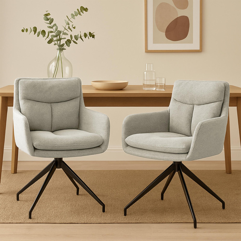 Ensemble de 2 chaises de salle à manger Somers, tissu crème