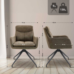 Ensemble de 2 chaises de salle à manger Somers en tissu marron