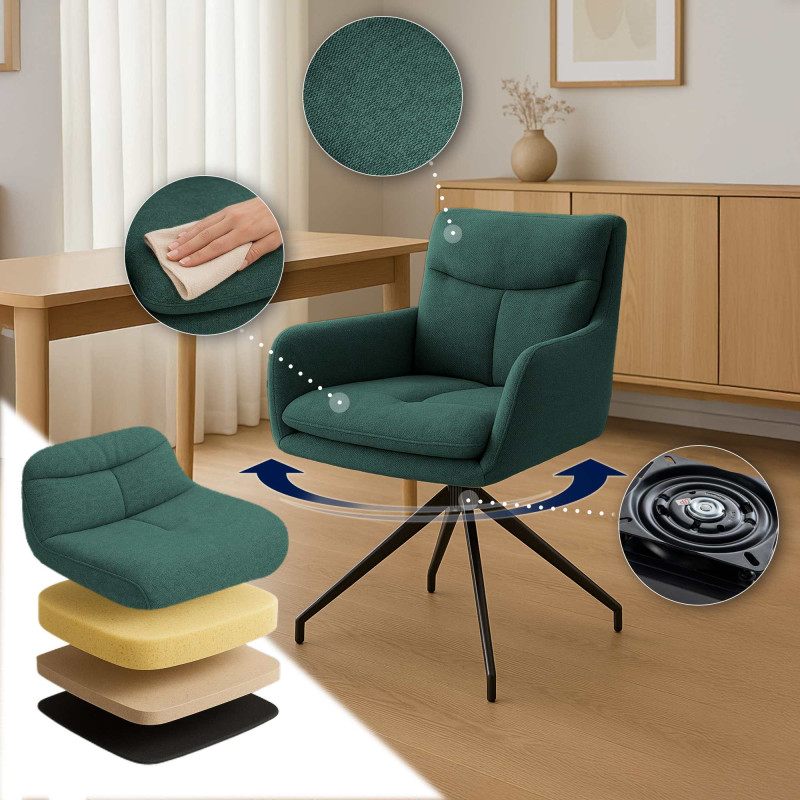 Ensemble de 2 chaises de salle à manger Somers en tissu vert