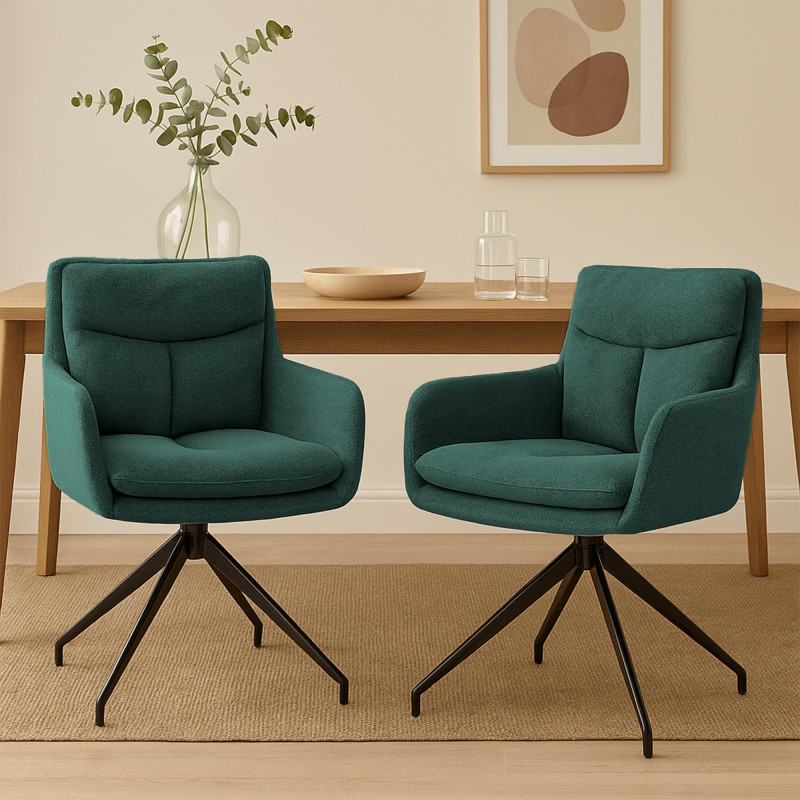 Ensemble de 2 chaises de salle à manger Somers en tissu vert