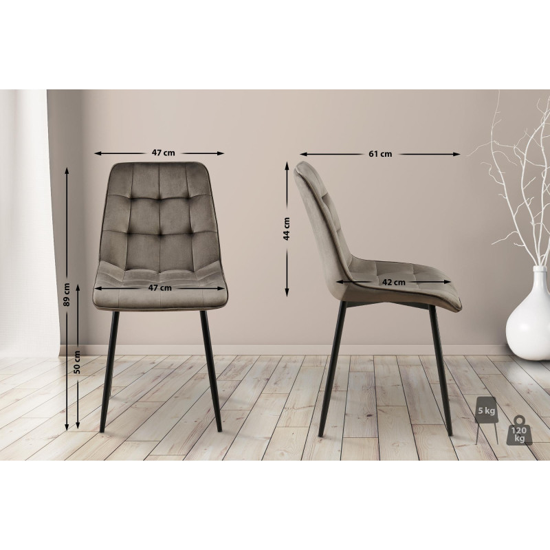 Ensemble de 2 chaises de salle à manger Gifford en velours anthracite