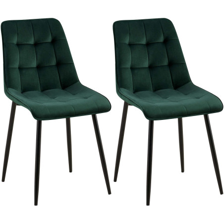 Ensemble de 2 chaises de salle à manger Gifford en velours vert