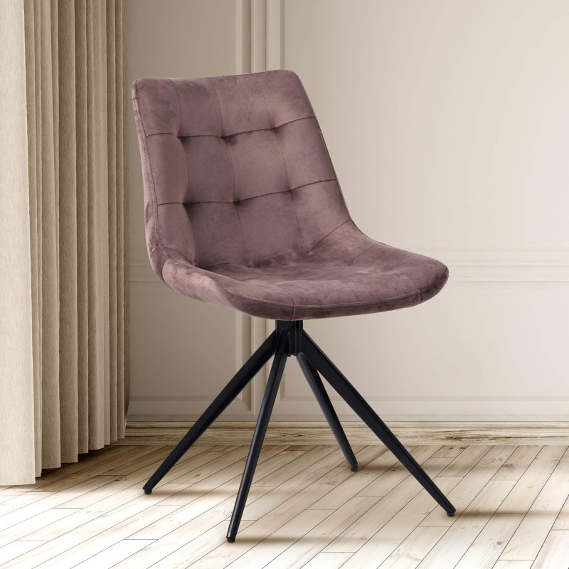 Ensemble de 2 chaises de salle à manger Merna en velours marron