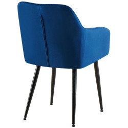 Ensemble de 2 chaises de salle à manger Monett en velours bleu foncé