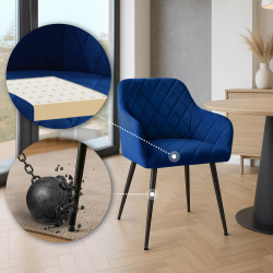 Ensemble de 2 chaises de salle à manger Monett en velours bleu foncé
