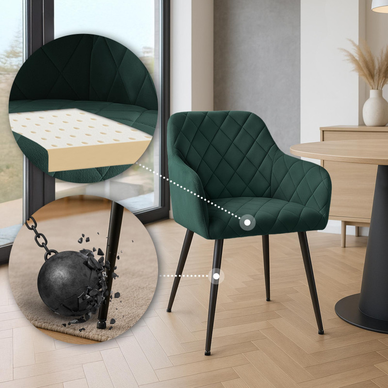 Ensemble de 2 chaises de salle à manger Monett en velours vert B