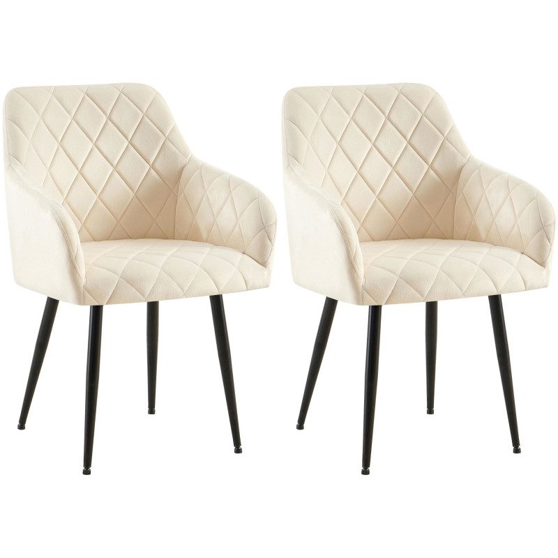 Ensemble de 2 chaises de salle à manger Monett en velours crème B