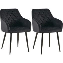 Ensemble de 2 chaises de salle à manger Monett, velours, B, noir