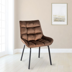 Ensemble de 2 chaises Saranda en velours marron