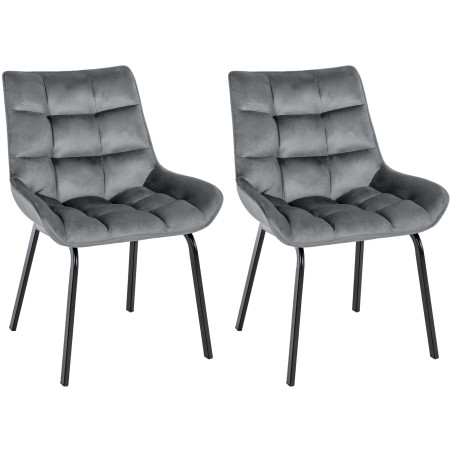 Ensemble de 2 chaises Saranda en velours gris foncé