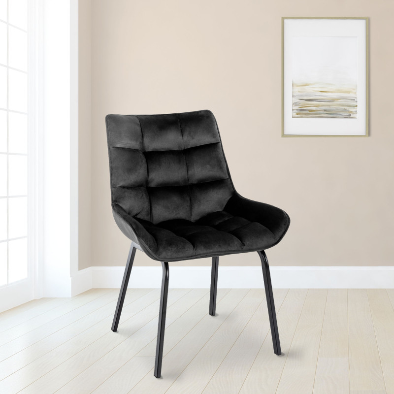Ensemble de 2 chaises Saranda en velours noir
