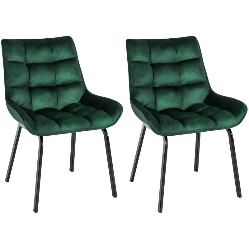 Ensemble de 2 chaises Saranda, velours vert
