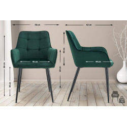Ensemble de 2 chaises de salle à manger Ferndale en velours vert foncé