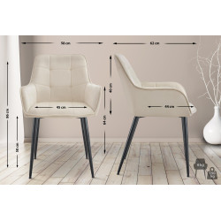 Ensemble de 2 chaises de salle à manger Ferndale, velours, crème