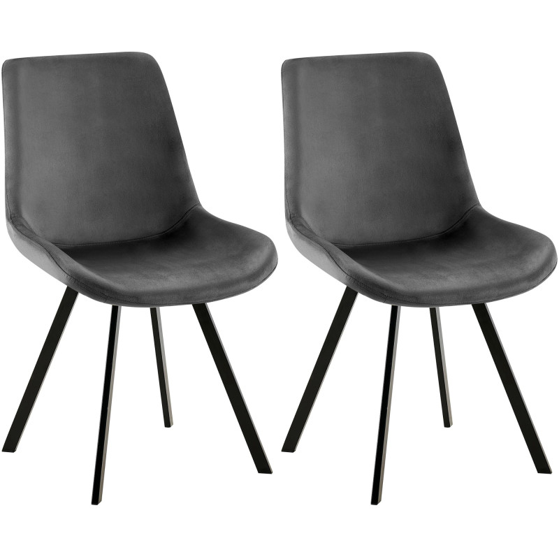 Ensemble de 2 chaises de salle à manger Lewes en velours gris foncé