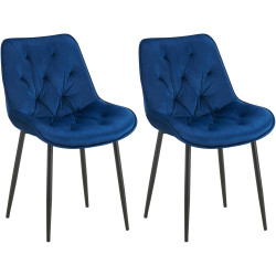 Ensemble de 2 chaises de salle à manger Wallace en velours bleu