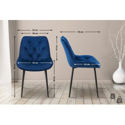 Ensemble de 2 chaises de salle à manger Wallace en velours bleu