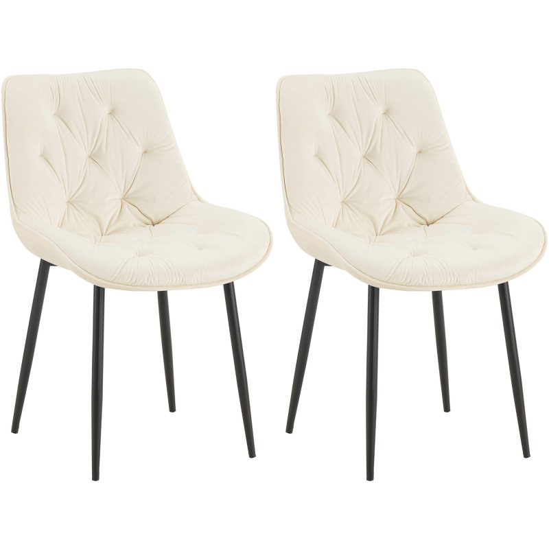 Ensemble de 2 chaises de salle à manger Wallace en velours crème
