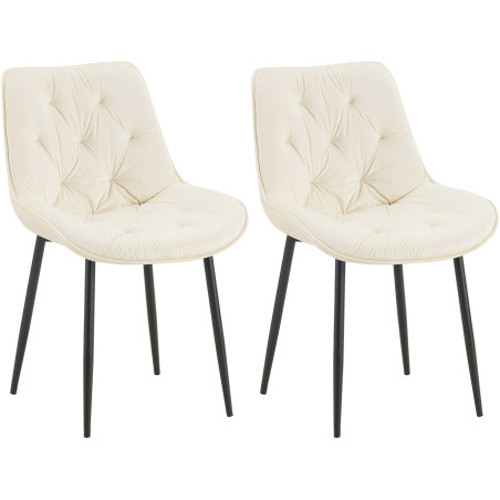 Ensemble de 2 chaises de salle à manger Wallace en velours crème