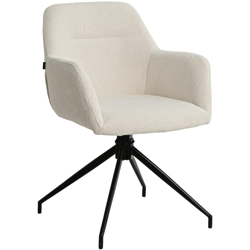 Chaise de salle à manger Merlinda, tissu Teddy, crème