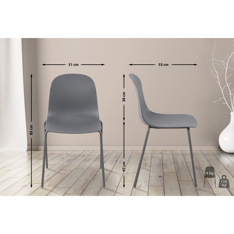 Ensemble de 2 chaises Hardin, gris foncé