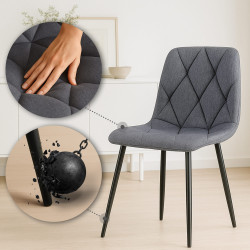 Ensemble de 2 chaises de salle à manger en tissu Clairton gris foncé