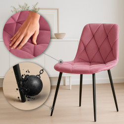 Ensemble de 2 chaises de salle à manger Clairton en velours rose