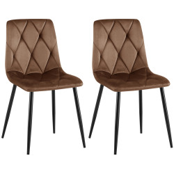 Ensemble de 2 chaises de salle à manger Clairton en velours marron